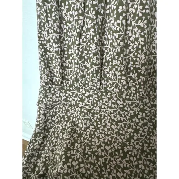 Boden Jersey Knit Flutter Sleeve Ditzy Floral Smocked Green Dress Pockets US 10 - Picture 5 of 8